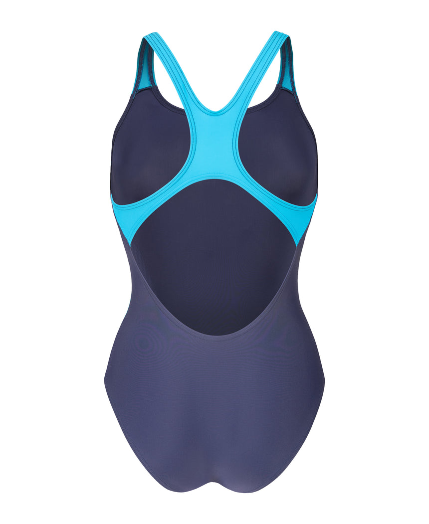 Arena Dames Badpak Stripeflow Swim Pro Back Navy Turquoise