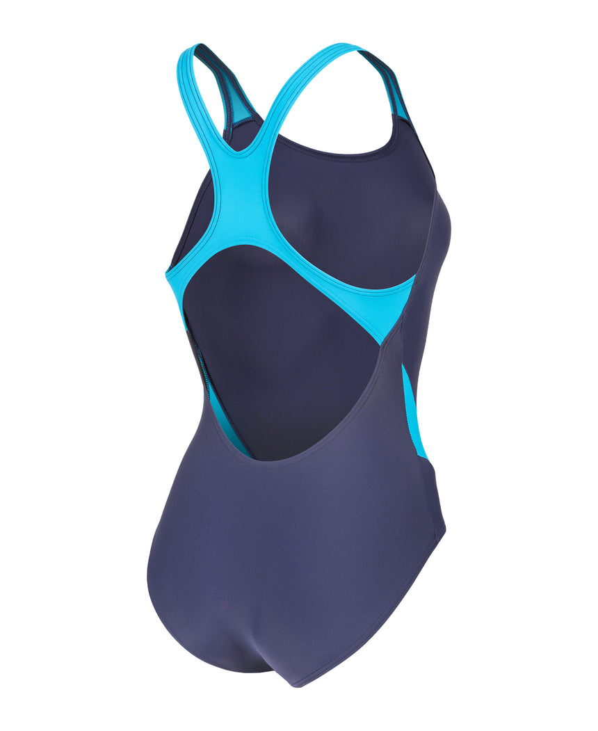 Arena Dames Badpak Stripeflow Swim Pro Back Navy Turquoise