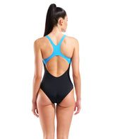 Arena Dames Badpak Graphic Swim Pro Back Zwart Turquoise
