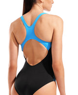 Arena Dames Badpak Graphic Swim Pro Back Zwart Turquoise