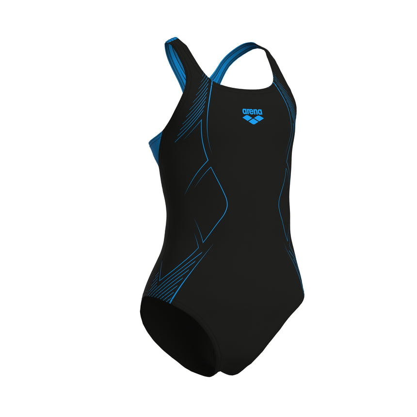 Arena Meisjes Badpak Graphic Swim Pro Back Zwart Turquoise