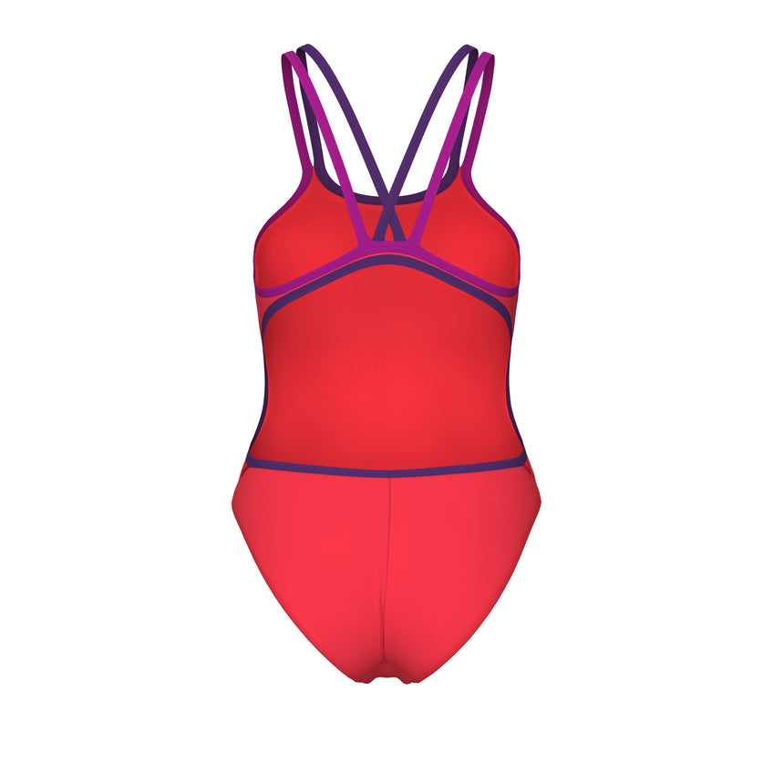 Arena Badpak Solid Double Cross Back Bright Coral