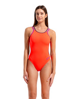 Arena Badpak Solid Double Cross Back Bright Coral