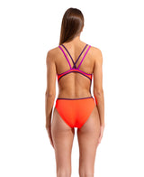 Arena Badpak Solid Double Cross Back Bright Coral