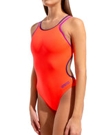 Arena Badpak Solid Double Cross Back Bright Coral