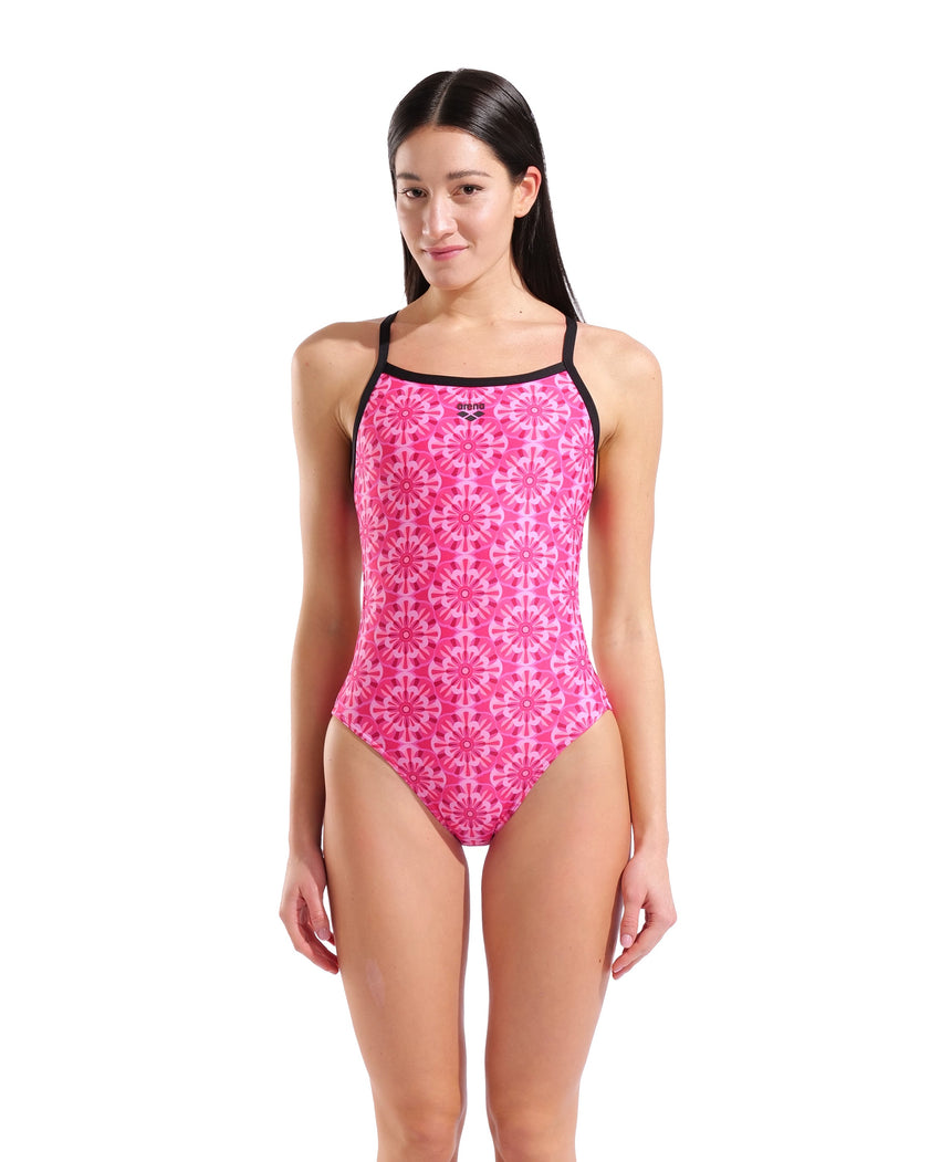Arena Women's Floral Challenge Back Swimsuit front model view