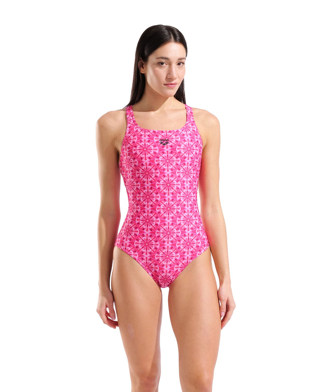 Arena Women's Floral Swim Pro Back Swimsuit front model view