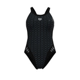 Arena Women's Monoglow Racer Back Swimsuit black grey front product view