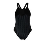 Arena Women's Monoglow Racer Back Swimsuit black grey back product view