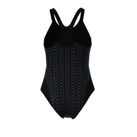 Arena Women's Monoglow Racer Back Swimsuit black grey back product view