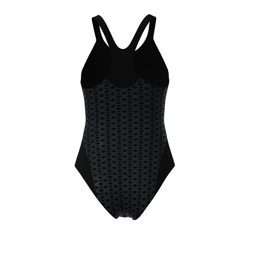 Arena Women's Monoglow Racer Back Swimsuit black grey back product view