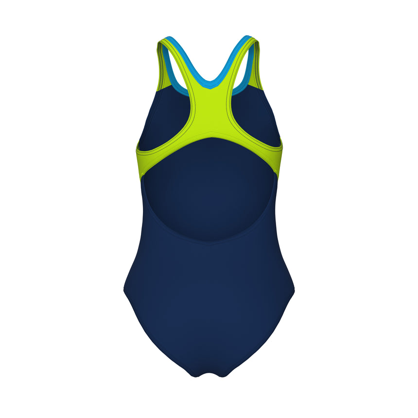 Arena Mädchen Badeanzug Paint Swim Pro Back Marineblau/Arctic-Lime/Türkis