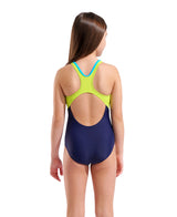 Arena Mädchen Badeanzug Paint Swim Pro Back Marineblau/Arctic-Lime/Türkis