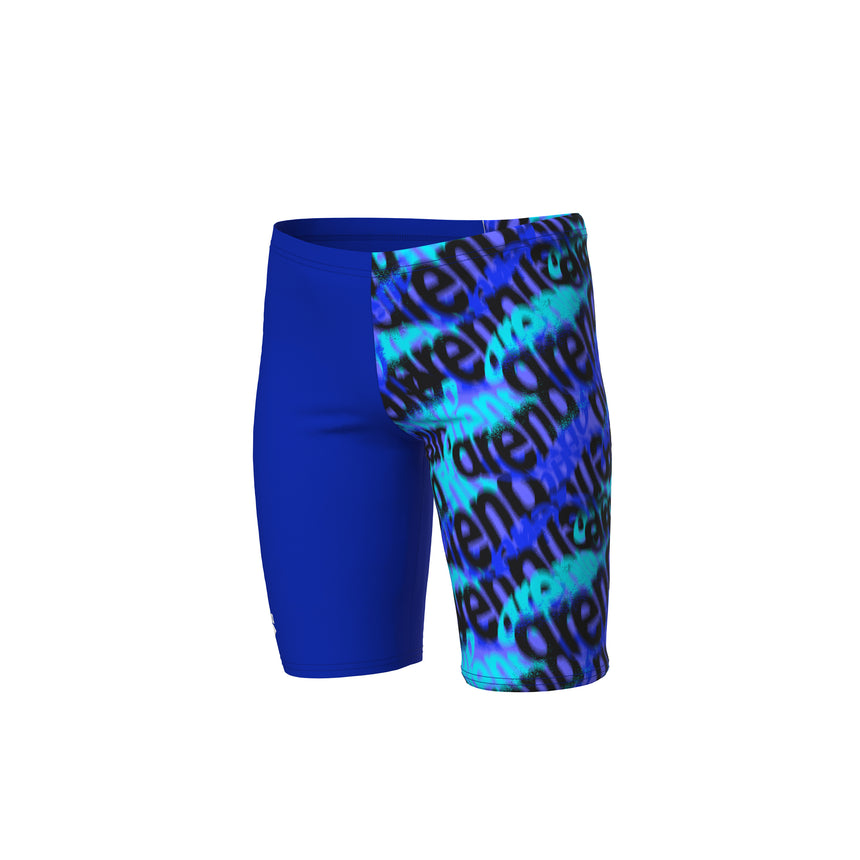 Arena Jungen Schwimmjammer Crowded Neon-Blau/Neon-Blau/Multi