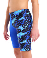 Arena Jungen Schwimmjammer Crowded Neon-Blau/Neon-Blau/Multi