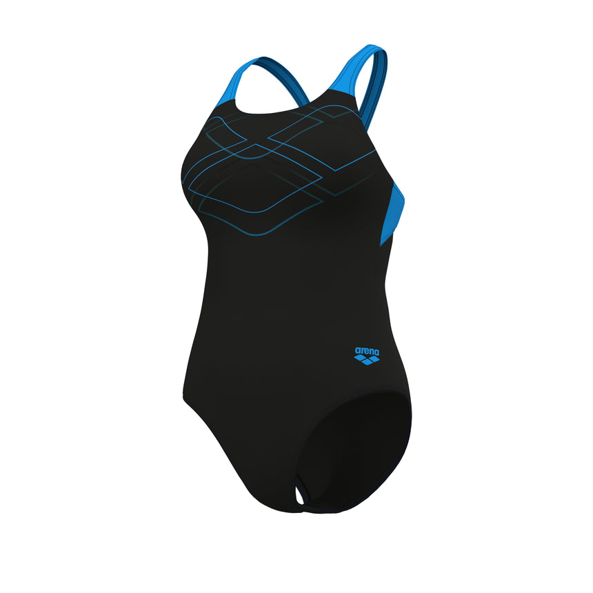 Arena Damen Badeanzug Graphic Swim Pro Back Schwarz/Türkis