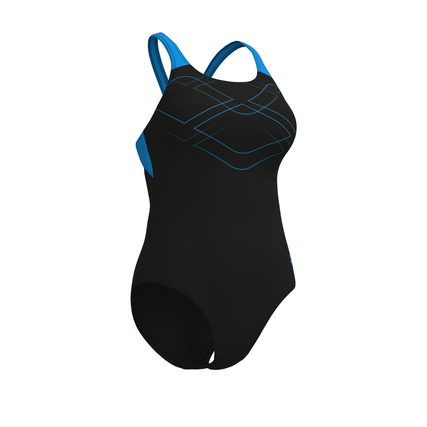 Arena Damen Badeanzug Graphic Swim Pro Back Schwarz/Türkis