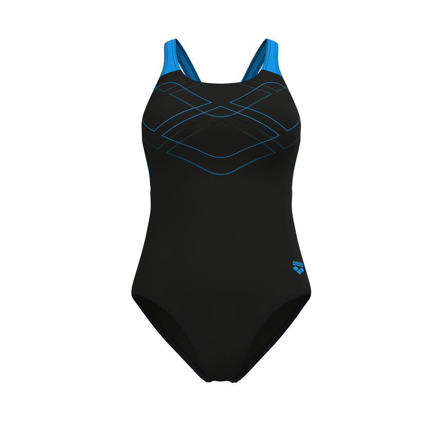 Arena Damen Badeanzug Graphic Swim Pro Back Schwarz/Türkis