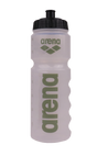 Arena 750 ml water bottle, clear with sage logo and black cap, front view