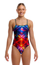Funkita Women's Single Strap Swimsuit Firefly Sparkle front view on model