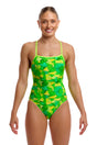 Funkita Women's Single Strap Swimsuit Try Tonic front view on model