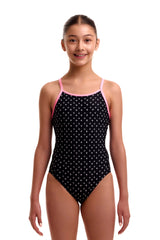 Funkita Girls' Diamond Back Swimsuit Be Positive front view on model