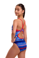 Funkita Girls' Diamond Back Swimsuit Lost Lines angled view on model