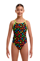 Funkita Girls' Diamond Back Swimsuit Pawsome front view on model
