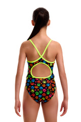 Funkita Girls' Diamond Back Swimsuit Pawsome back view on model