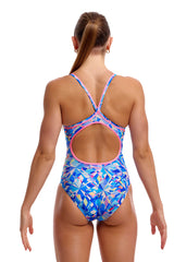 Funkita Women's Diamond Back Swimsuit Crystal Mess back view on model