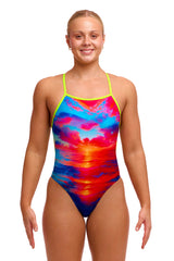 Funkita Dames badpak Tie Me Tight Sunset Delight