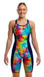 Funkita Women's Fast Training Swimsuit Falling Colours front view on model