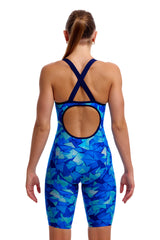 Funkita Women's Fast Training Swimsuit Try Blue back view on model