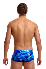 Funky Trunks Men's Classic Swim Trunks Try Blue back view on model