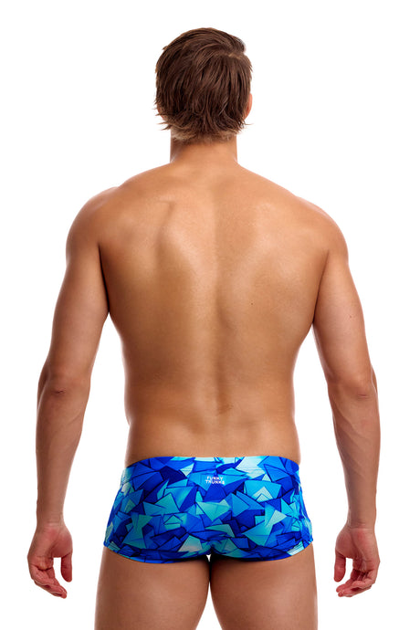 Funky Trunks Men's Classic Swim Trunks Try Blue back view on model