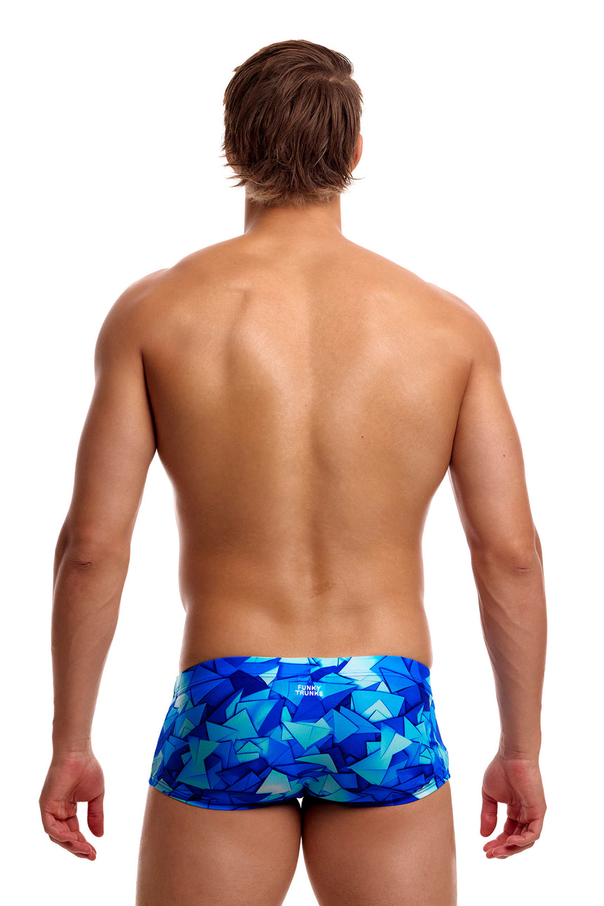 Funky Trunks Men's Classic Swim Trunks Try Blue back view on model