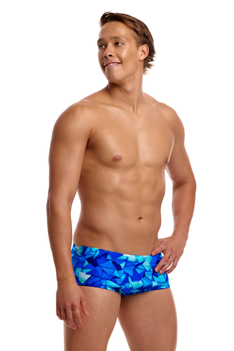 Funky Trunks Men's Classic Swim Trunks Try Blue additional view on model