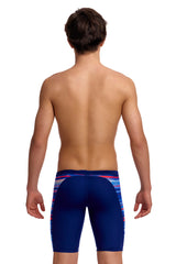 Funky Trunks Boys' Training Swim Jammer Lost Lines back view on model