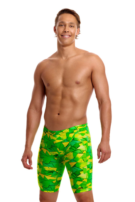 Funky Trunks Men's Training Swim Jammer Try Tonic front view on model