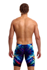 Funky Trunks Men's Fast Training Swim Jammer Firefly Sparkle back view on model