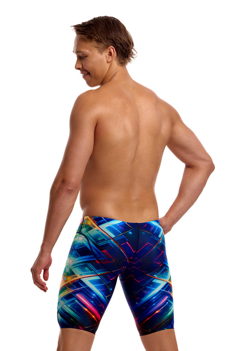 Funky Trunks Men's Fast Training Swim Jammer Firefly Sparkle additional view on model