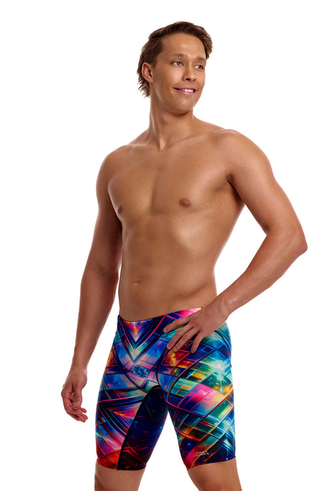 Funky Trunks Men's Fast Training Swim Jammer Firefly Sparkle additional view on model