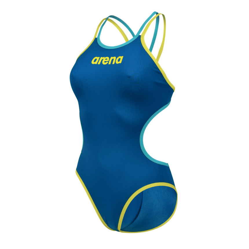 Arena W One Double Cross Back One Piece Blue-Softgreen