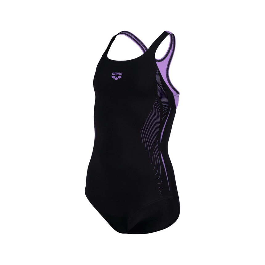 Arena G Swimsuit Swim Pro Back Graphic Black-Lavanda