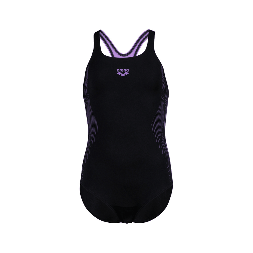 Arena G Swimsuit Swim Pro Back Graphic Black-Lavanda