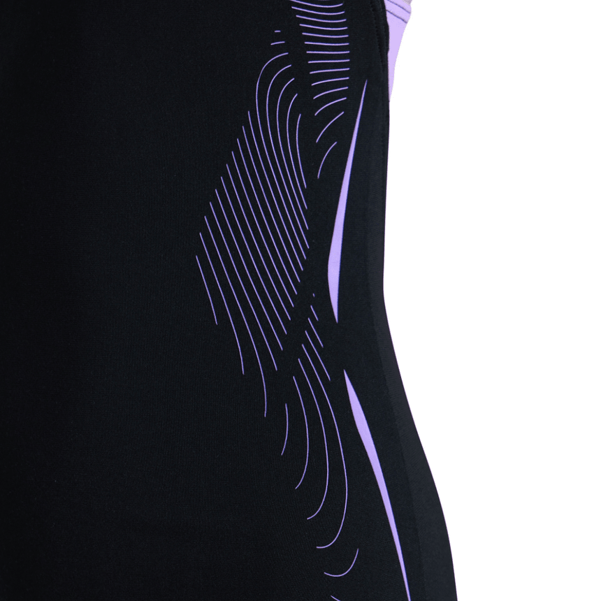 Arena G Swimsuit Swim Pro Back Graphic Black-Lavanda