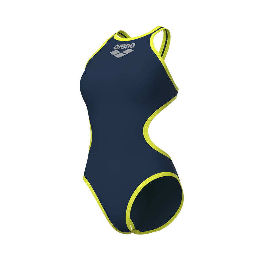 Arena Badpak One Biglogo One Piece Marineblauw-Zacht Groen