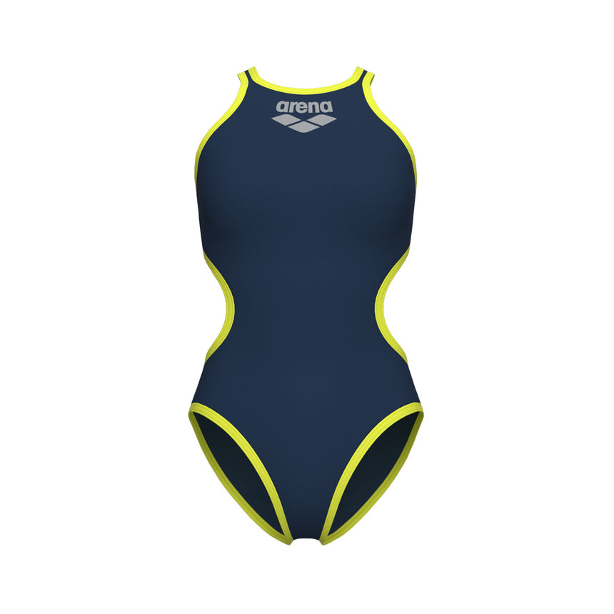 Arena Badpak One Biglogo One Piece Marineblauw-Zacht Groen