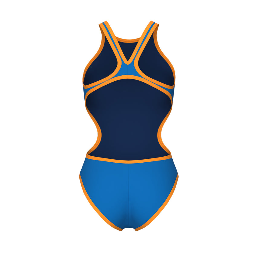 Arena Badpak One Biglogo One Piece Blauw Rivier-Fluo-Oranje