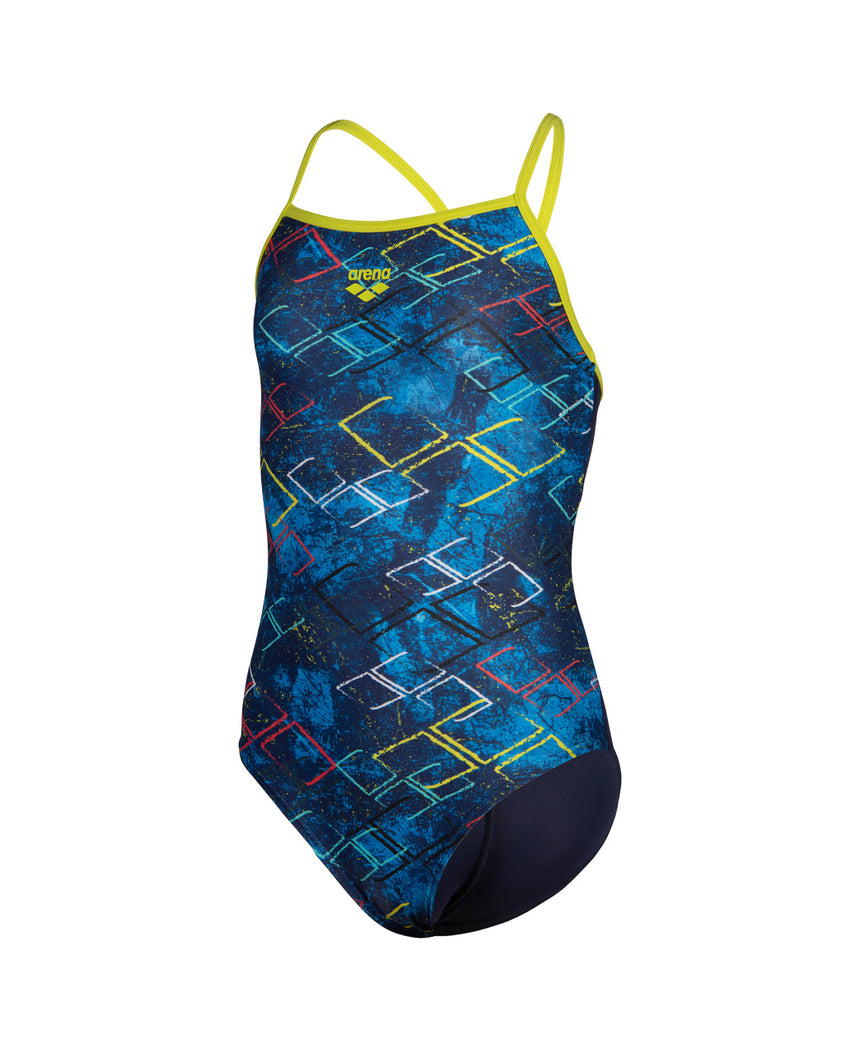 Arena Meisjes Badpak Daly Light Drop Back Marineblauw-Zachtgroen